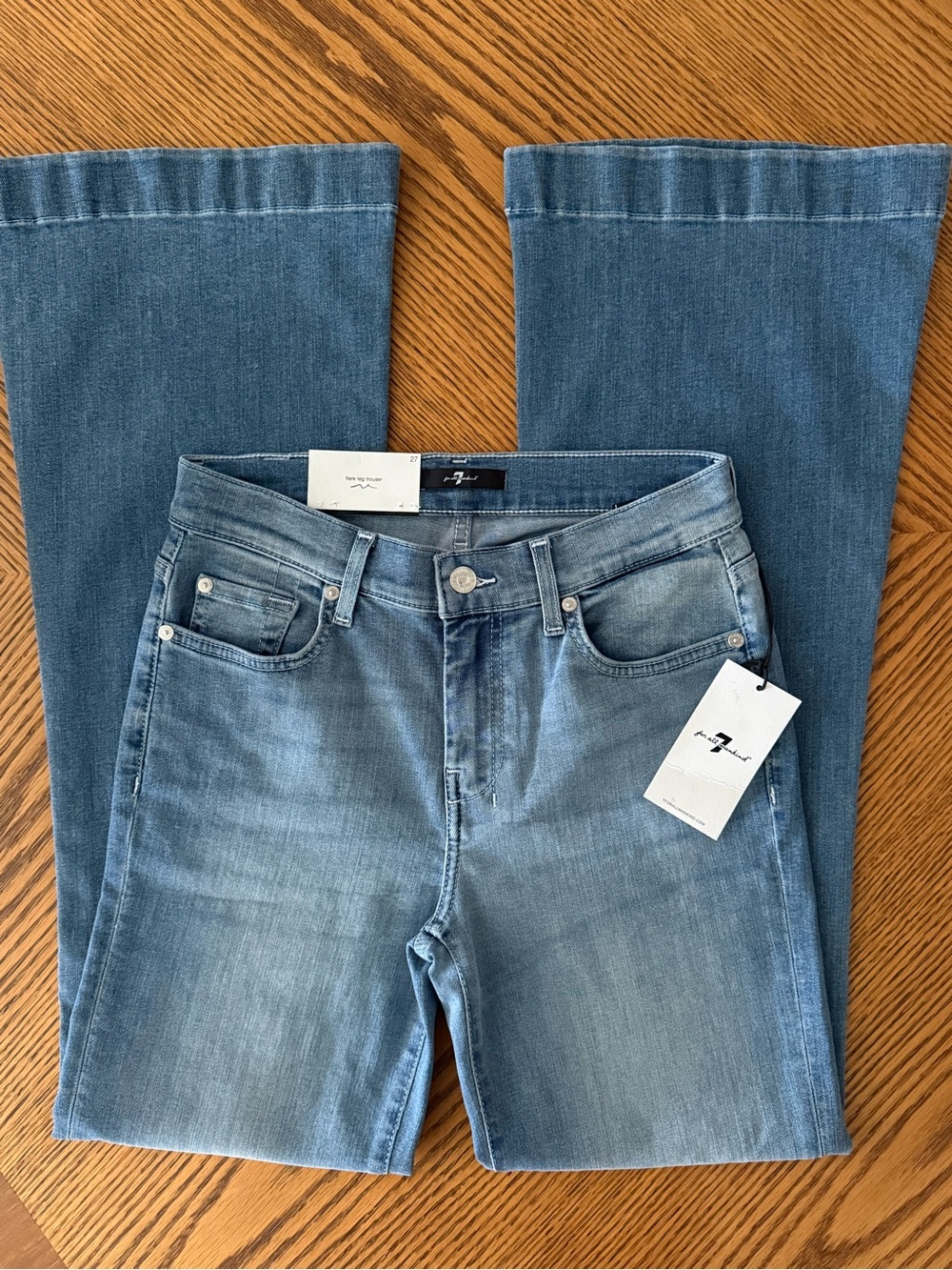 7 For All Mankind Dojo Tailorless Flare Leg Jeans - Slim Illusion - Picture 2 of 8